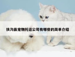 扶沟县宠物托运公司有哪些的简单介绍